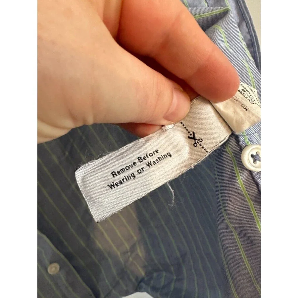 J.Crew Men's Slim Fit Striped Button Down Shirt Medium Blue Green Preppy Cotton